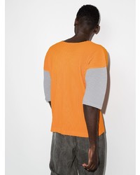 T-shirt à col rond orange Homme Plissé Issey Miyake