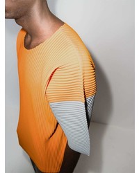 T-shirt à col rond orange Homme Plissé Issey Miyake