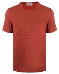 T-shirt à col rond orange Corneliani