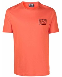 T-shirt à col rond orange Ea7 Emporio Armani