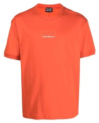 T-shirt à col rond orange Ea7 Emporio Armani