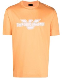 T-shirt à col rond orange Emporio Armani