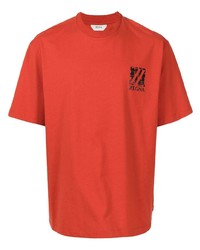 T-shirt à col rond orange Ermenegildo Zegna