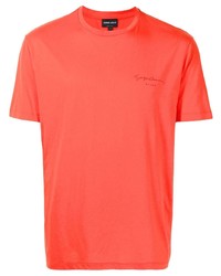 T-shirt à col rond orange Giorgio Armani
