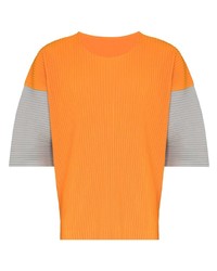 T-shirt à col rond orange Homme Plissé Issey Miyake