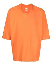 T-shirt à col rond orange Homme Plissé Issey Miyake
