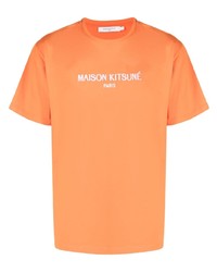 T-shirt à col rond orange MAISON KITSUNÉ