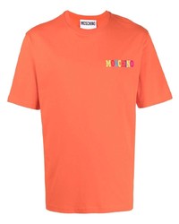 T-shirt à col rond orange Moschino