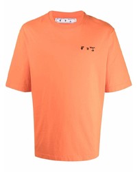 T-shirt à col rond orange Off-White