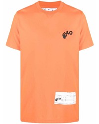 T-shirt à col rond orange Off-White