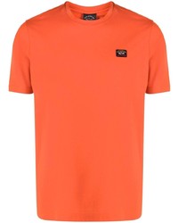 T-shirt à col rond orange Paul & Shark