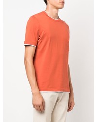 T-shirt à col rond orange Brunello Cucinelli