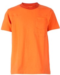 T-shirt à col rond orange Sacai