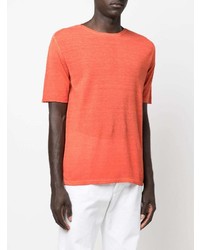T-shirt à col rond orange Roberto Collina