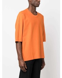 T-shirt à col rond orange Homme Plissé Issey Miyake