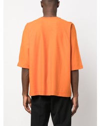 T-shirt à col rond orange Homme Plissé Issey Miyake