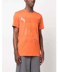 T-shirt à col rond orange Moschino