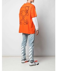 T-shirt à col rond orange Off-White