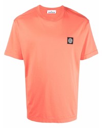 T-shirt à col rond orange Stone Island