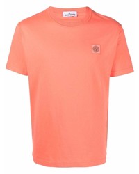 T-shirt à col rond orange Stone Island