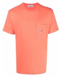 T-shirt à col rond orange Stone Island