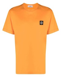 T-shirt à col rond orange Stone Island