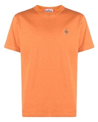 T-shirt à col rond orange Stone Island