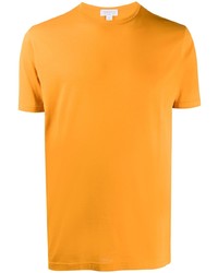 T-shirt à col rond orange Sunspel