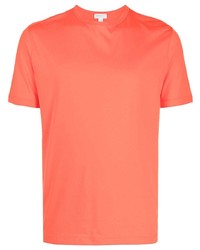 T-shirt à col rond orange Sunspel