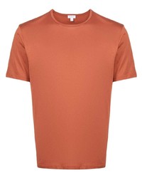 T-shirt à col rond orange Sunspel