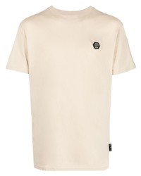 T-shirt à col rond orné beige Philipp Plein
