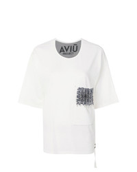 T-shirt à col rond orné blanc Aviu