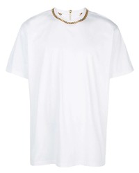 T-shirt à col rond orné blanc Burberry