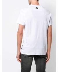 T-shirt à col rond orné blanc Philipp Plein