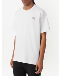 T-shirt à col rond orné blanc Burberry