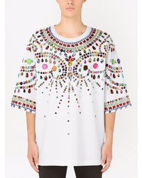 T-shirt à col rond orné blanc Dolce & Gabbana