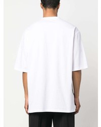 T-shirt à col rond orné blanc Balmain