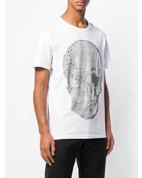 T-shirt à col rond orné blanc Philipp Plein