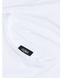 T-shirt à col rond orné blanc Fendi