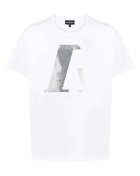 T-shirt à col rond orné blanc Emporio Armani