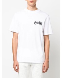 T-shirt à col rond orné blanc Roberto Cavalli