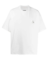 T-shirt à col rond orné blanc Jil Sander