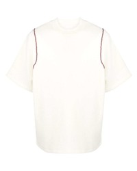 T-shirt à col rond orné blanc Jil Sander