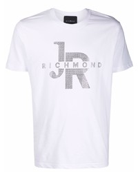 T-shirt à col rond orné blanc John Richmond