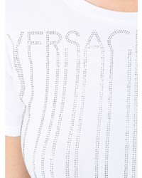 T-shirt à col rond orné blanc Versace Jeans
