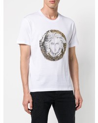 T-shirt à col rond orné blanc Versace