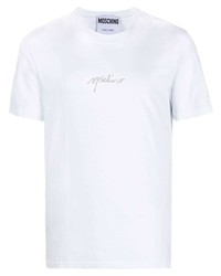 T-shirt à col rond orné blanc Moschino