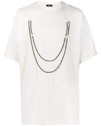 T-shirt à col rond orné blanc Raf Simons