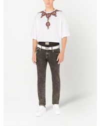 T-shirt à col rond orné blanc Dolce & Gabbana