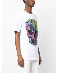 T-shirt à col rond orné blanc Philipp Plein